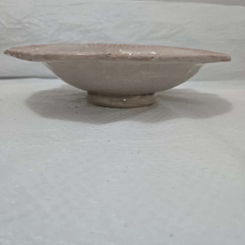 Handmade Studio Pottery Square Platter Bowl Pink Sunburst Flower 9